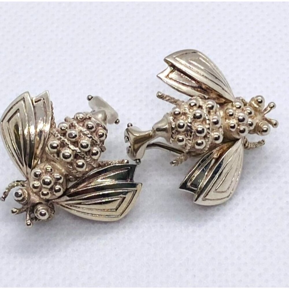 Tiffany & Co Rare Bumble Bee Clip On Earrings 23x26mm Sterling Silver 925